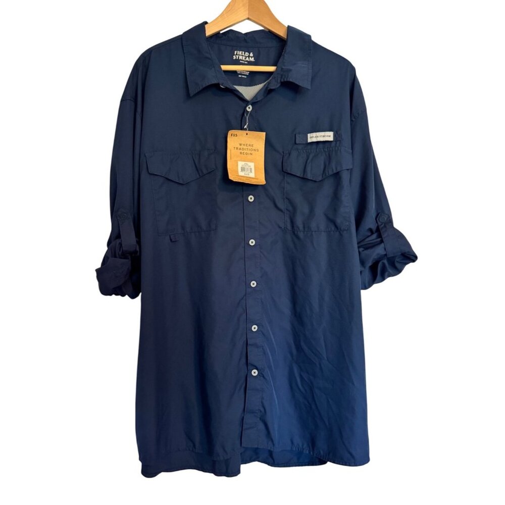 Field & Stream Men’s Size 3 XL Latitude LS Navy UPF 50+ $40 Button Up NWT Fishin